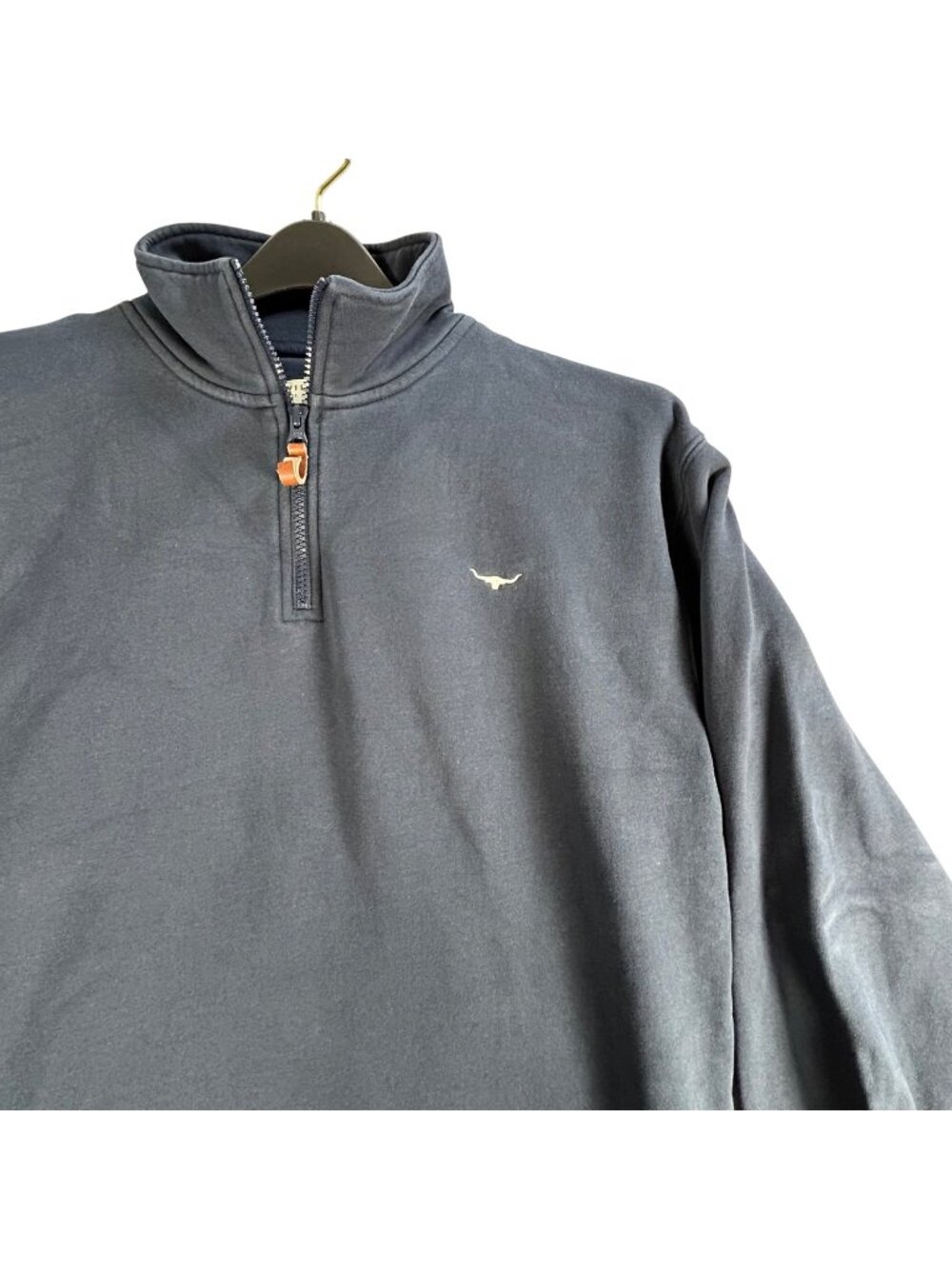 R.M. Williams Navy 1/4 Zip Sweatshirt Mens L Australia Cotton Blend Thick Cozy